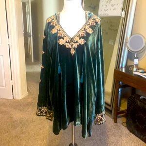 Like NEW Dark Green Velvet Johnny Was Tunic XL